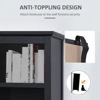 Bookshelf Storage Cabinet Cupboard W/ Shelves Black