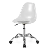Rolling Acrylic Armless Desk Chair Swivel Vanity Ghost Chair Adjustable Height