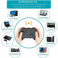 Bluetooth Gaming Controller For Pc Windows 7 8 10/nintendo Switch/android 4.0 Up/ios, Wired Gamepad Joystick With 6-axis Gyro Motion Control, Dual Vibration, M Buttons, Turbo Function