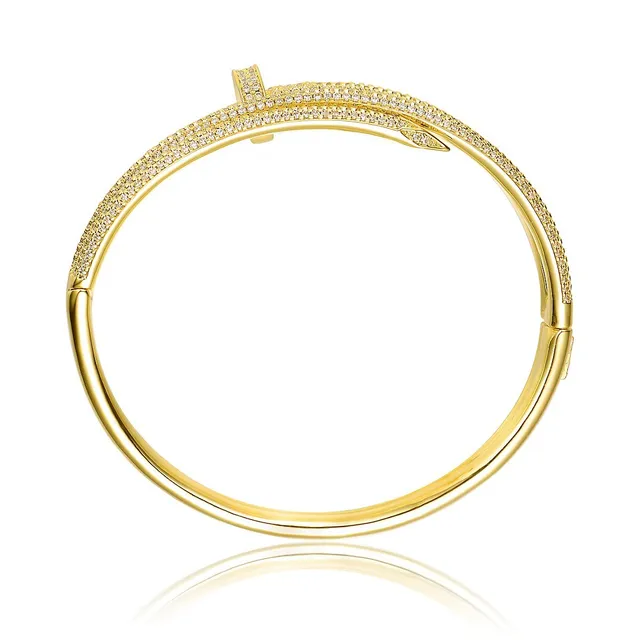 Rachel Glauber 14k Yellow Gold Plating With Clear Cubic Zirconia Bangle  Bracelet