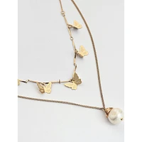 Pack Of 2 Gold Plated Butterfly Shaped Necklace