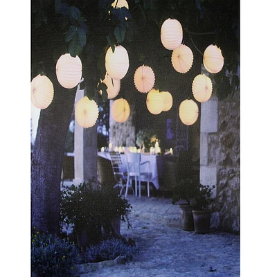 Led Lighted Flickering Garden Party Chinese Lanterns Canvas Wall Art 11.75" X 15.75"