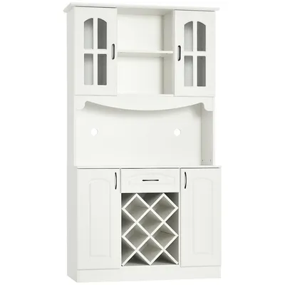 Kitchen Buffet Hutch Pantry With Drawer, 6-bottle Wine Rack