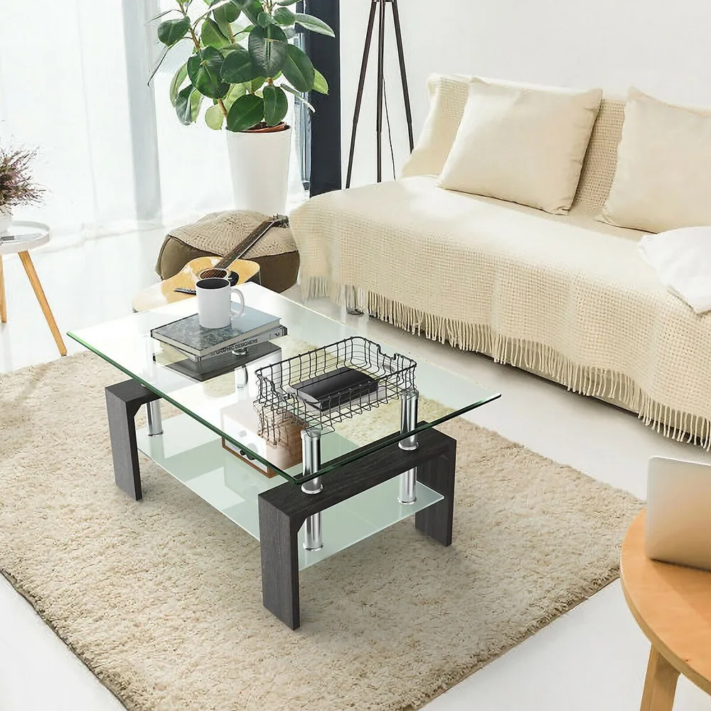 Clairemont Oval Natural Coffee Table with Shelf