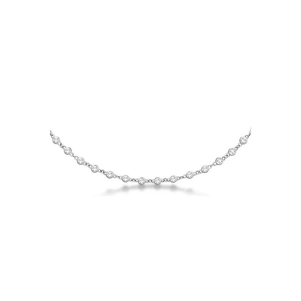 Diamond Station Eternity Necklace In 14k White Gold (1.51ct)