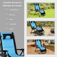 Outdoor Folding Padded Zero Gravity Oversized Patio Recliner Chaise