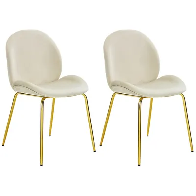 Set Of 2 Velvet Accent Chairs Dining Side W/gold Metal Legs