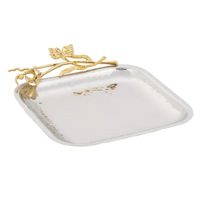Square Tray Gold Butterfly Design