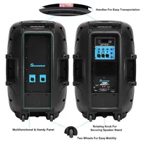 Portable Dual 15" 2-way 2000 W Powered Speakers W/ Stands & Controller