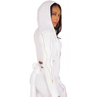 Curvy French Terry Gold Zip Cut-out Wrap Tie Hoodie