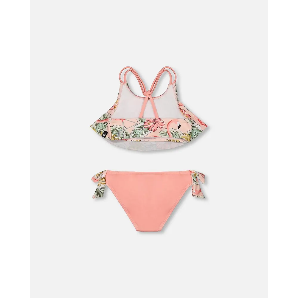 Two Piece Swimsuit Printed Flamingo