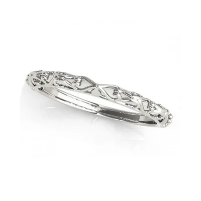 Antique Style Open Scrollwork Wedding Band 18k White Gold