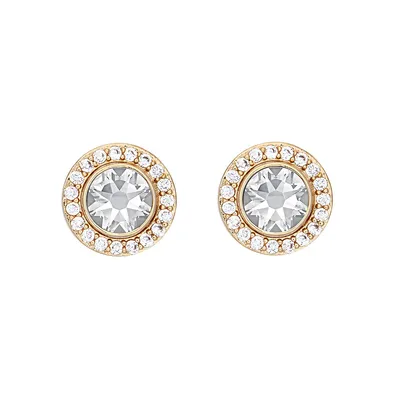 Gold Tone & Clear 2-in-1 Crystal Halo Stud Earrings