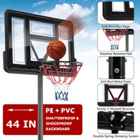 4.25-10ft Portable Adjustable Basketball Hoop System With 44" Backboard 2 Nets