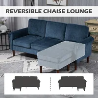 Convertible Sectional Sofa With Reversible Chaise Lounge