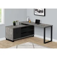 Computer Desk 72"l Grey Concrete/black Executive Corner