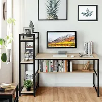 Multi-functional Computer Desk With 4-tier Storage Shelves