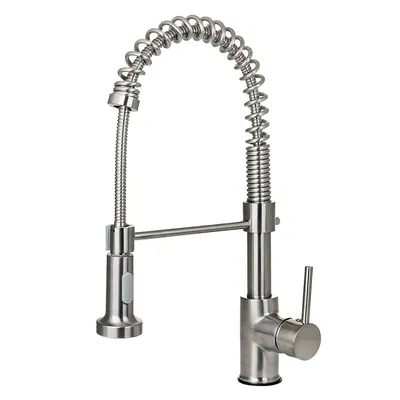Kitchen Faucet With Pull-Down Spring Spray & Brushed Nickel, High-arc Single Handle Sink Faucet , 360 Degree Swivels (without Faucet Plate)