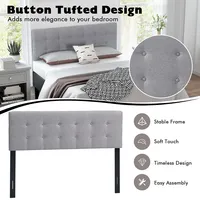 Full/queen Size Headboard Linen Fabric Upholstered Button Tufted Solid Wood Leg