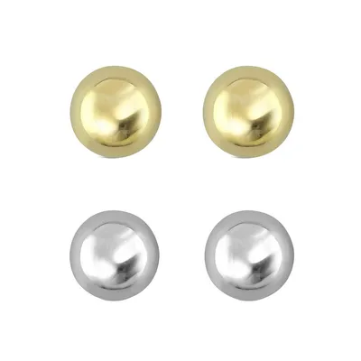 10kt Yellow And White Gold Ball Set Earrings