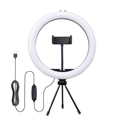 10" Selfie Ring Dimmable Camera Led Light With Mini Tripod Stand & Flexible Phone Holder - With Remote Control