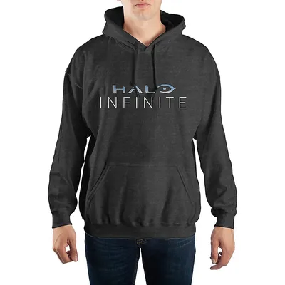 Halo Infinite Logo Mens Charcoal Hoodie Sweater