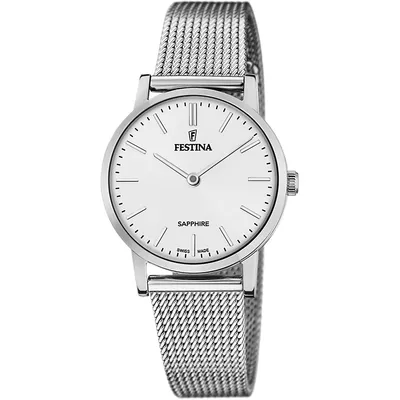 Swiss Made Mesh Band Watch In Silver