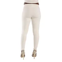 Curvy Women's Ivory Peekaboo Lace Insets Pull On Ponte Legging