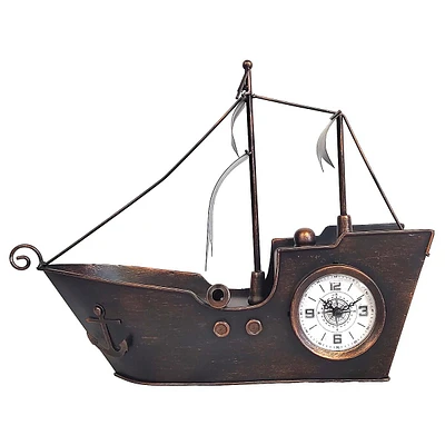 Sailing Ship Metal Table Clock-bronze Copper