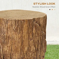 Side Table End Table W/ Wood Grain Finish For Outdoor Indoor