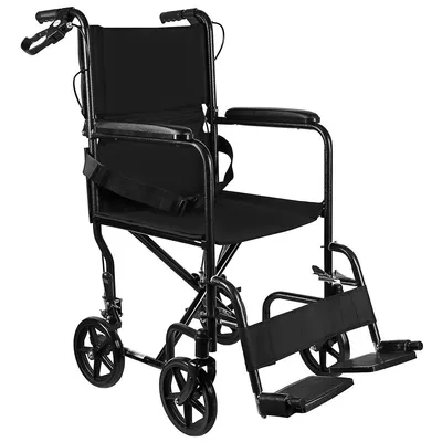 Lightweight Wheelchair With Hand Brakes And 8" Rear Wheel, Swing Away Footrests, Support Up To 220 Lbs
