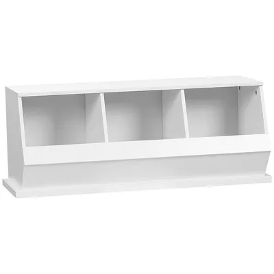 Storage Cabinet, 3 Compartments Kitchen Cabinet, White