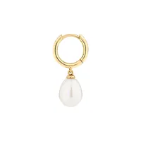 Hoop Earrings With Cultured Freshwater Pearls In 10kt Yellow Gold