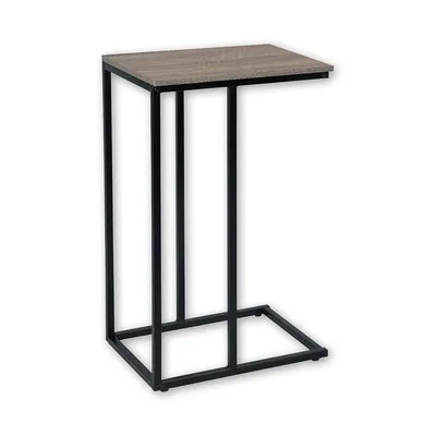 Mdf Side Table With Metal Base, 15.75"x11.8"x26", Taupe Gray