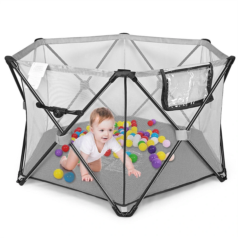 Folding Baby Playpen, Breathable Mesh Toddler Playard Activity Centre Baby Gates Fence