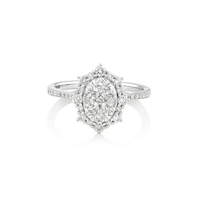 Halo Engagement Ring with .20TW of Diamonds in 10k White Gold