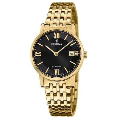 Swiss Made Stainless Steel Watch In Gold