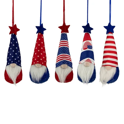 Set Of 5 Patriotic 4th Of July Americana Gnome Ornaments 6.5"