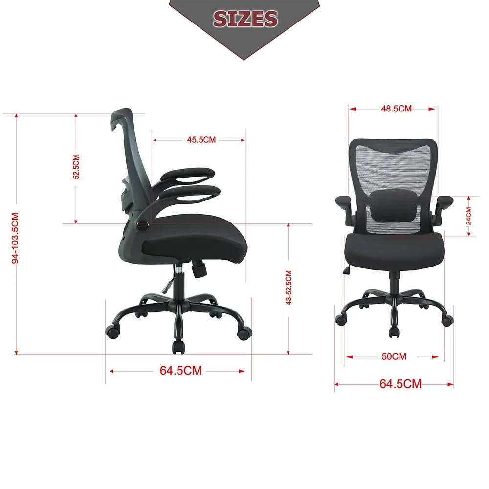 Mesh Office Chair Executive Chair Task Chair With Waterfall Cushioned Seat And Flip Up Arms
