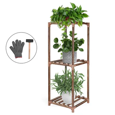 Wood Plant Stand, 3 Tier Plant Shelf Flower Pot Stands Display Rack Holder For Indoor Outdoor