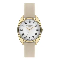 Ladies Lc07233.137 3 Hand Yellow Gold Watch With A Beige Leather Strap And A White Dial