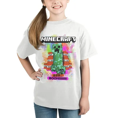 Minecraft Creeper Tnt Multicolour Girls White T-shirt