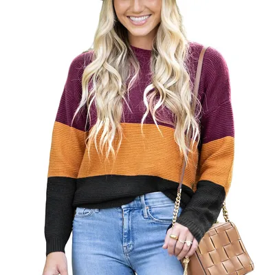 Women's Colorblock Striped Rib Sweater