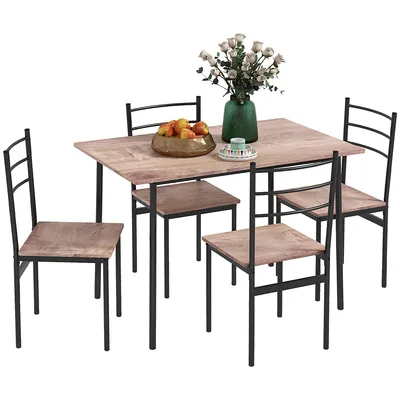 5 Piece Dining Table And Chairs Set, Space Saving Table With 4 Chairs