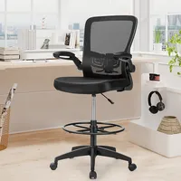 Costway Tall Office Chair Adjustable Height W/lumbar Support Flip Up Arms