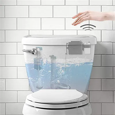 Automatic Touchless Microvave Sensor Toilet Flusher, Toilet Flush Kit Powered by Batteries