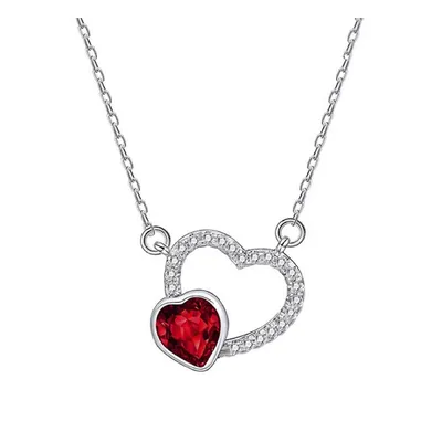Siam Luxury Crystal Dual Open Heart Pendant Necklace