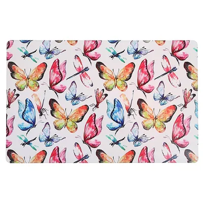 Plastic Placemat Watercolor Butterfly - Set Of 12