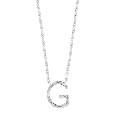 Silver Diamond G Pendant Necklace