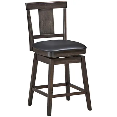 Swivel Bar Stool 24 Inch Upholstered Counter Height Chair W/rubber Wood Legs